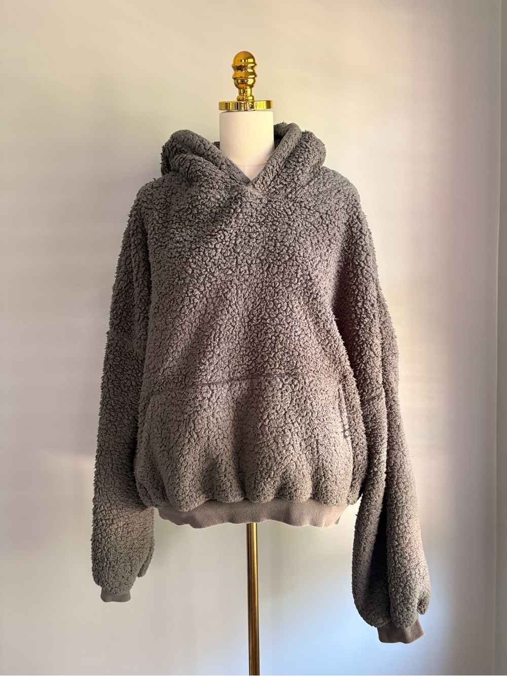 Popflex Sherpa Cozy Plush Hooded Sweater - Grey